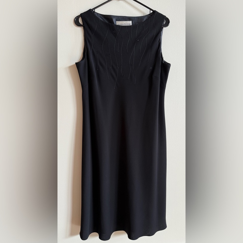 Evan-Picone Black Dress with Beaded Detail